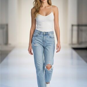 Zara High-Rise Light Blue Distressed Women’s Jeans. Buy 1 get 1 for3$